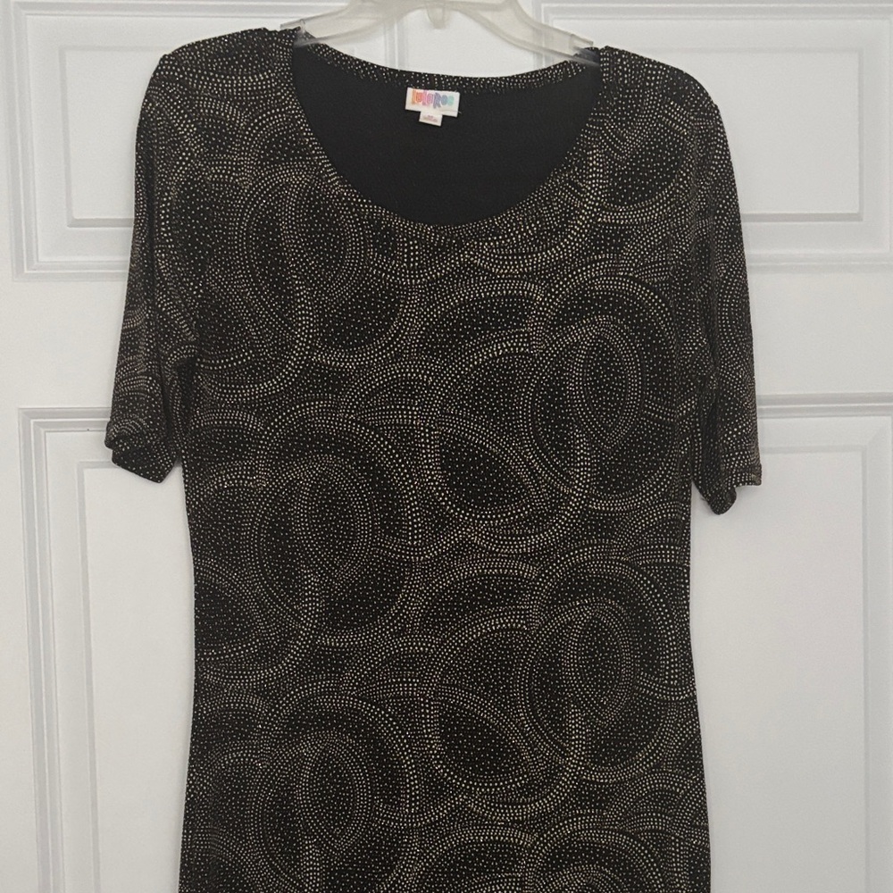 LuLaRoe Black and Brown Patterned Midi Dress - Picture 5 of 5